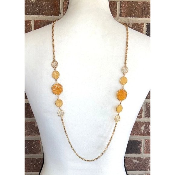 Sarah Coventry Amber Coin Necklace - Picture 4 of 10